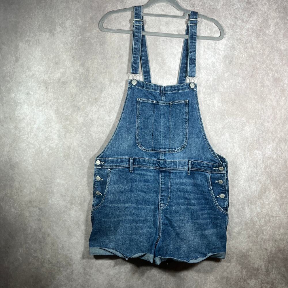 Old Navy Bib Shortalls Womens XL Blue Medium Wash Denim Sleeveless‎ Festival